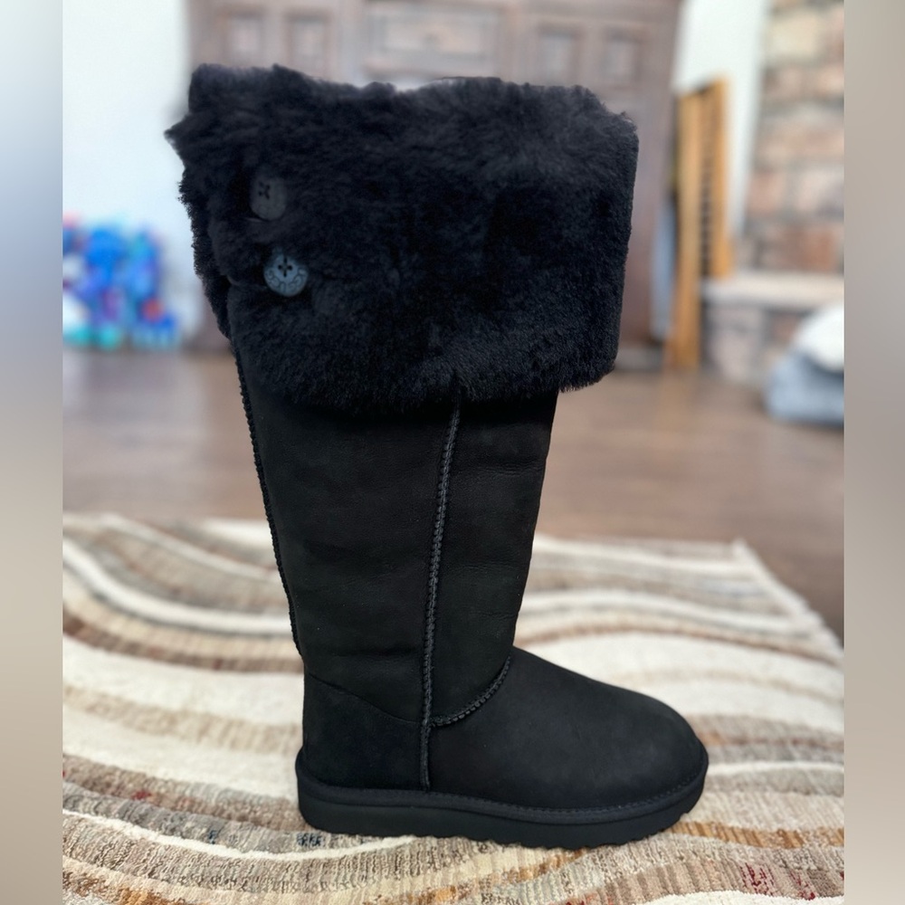 BRAND NEW UGG Over The Knee Black Bailey Button Boots